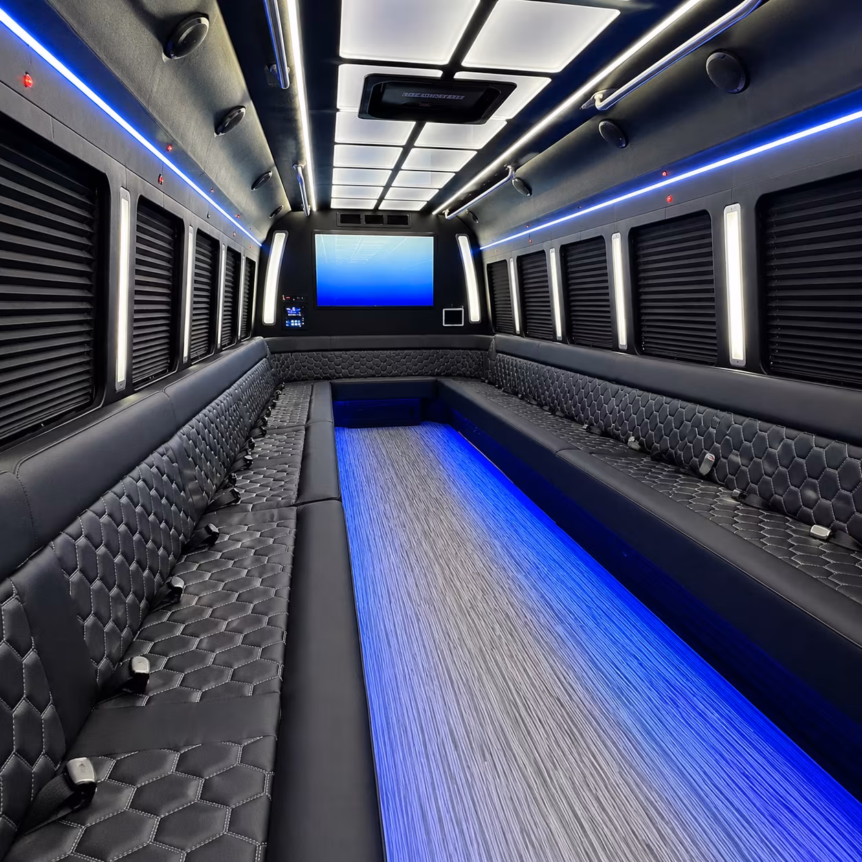 west haven 50 passenger party bus inside
