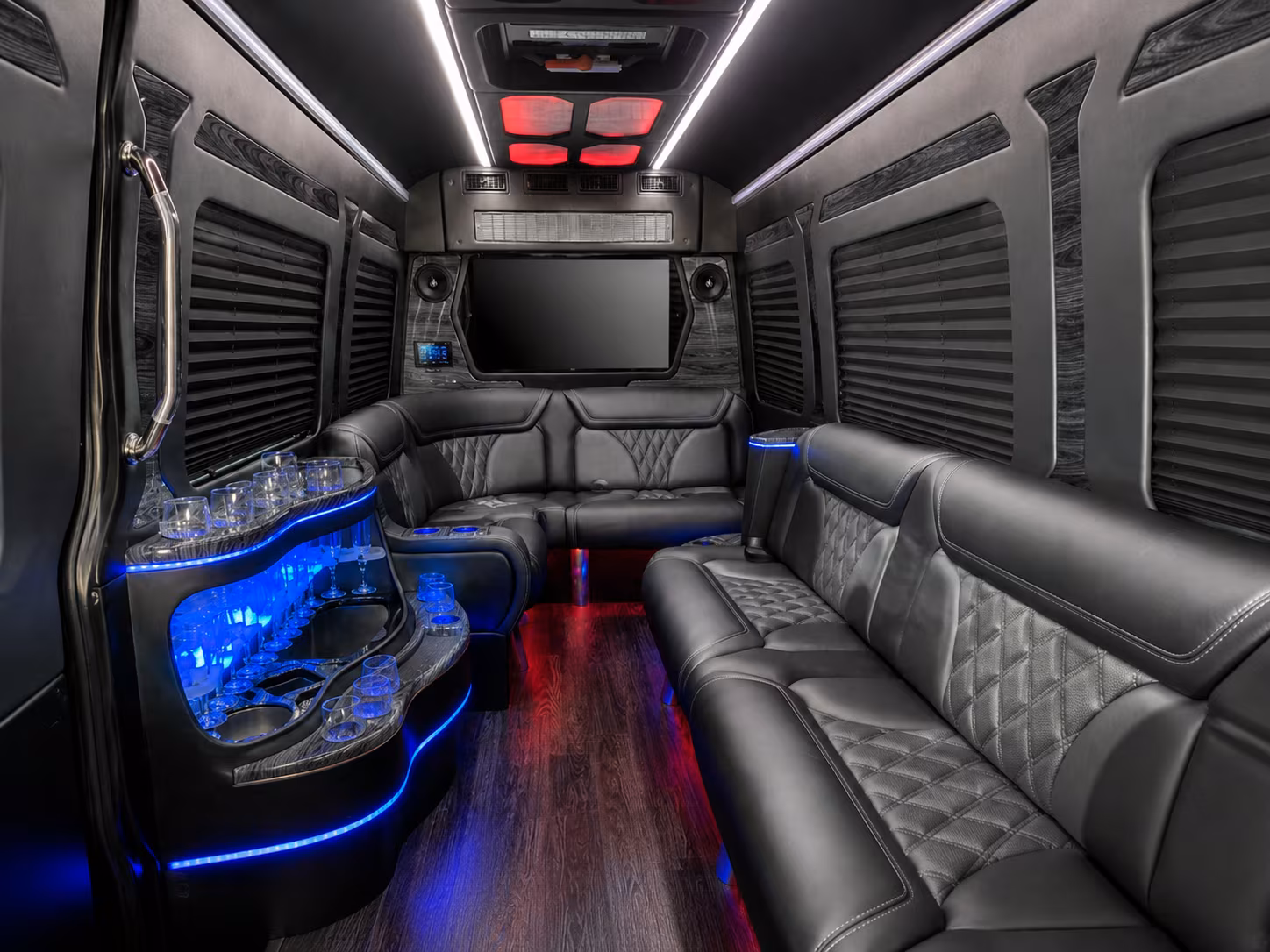west haven 50 passenger party bus interior
